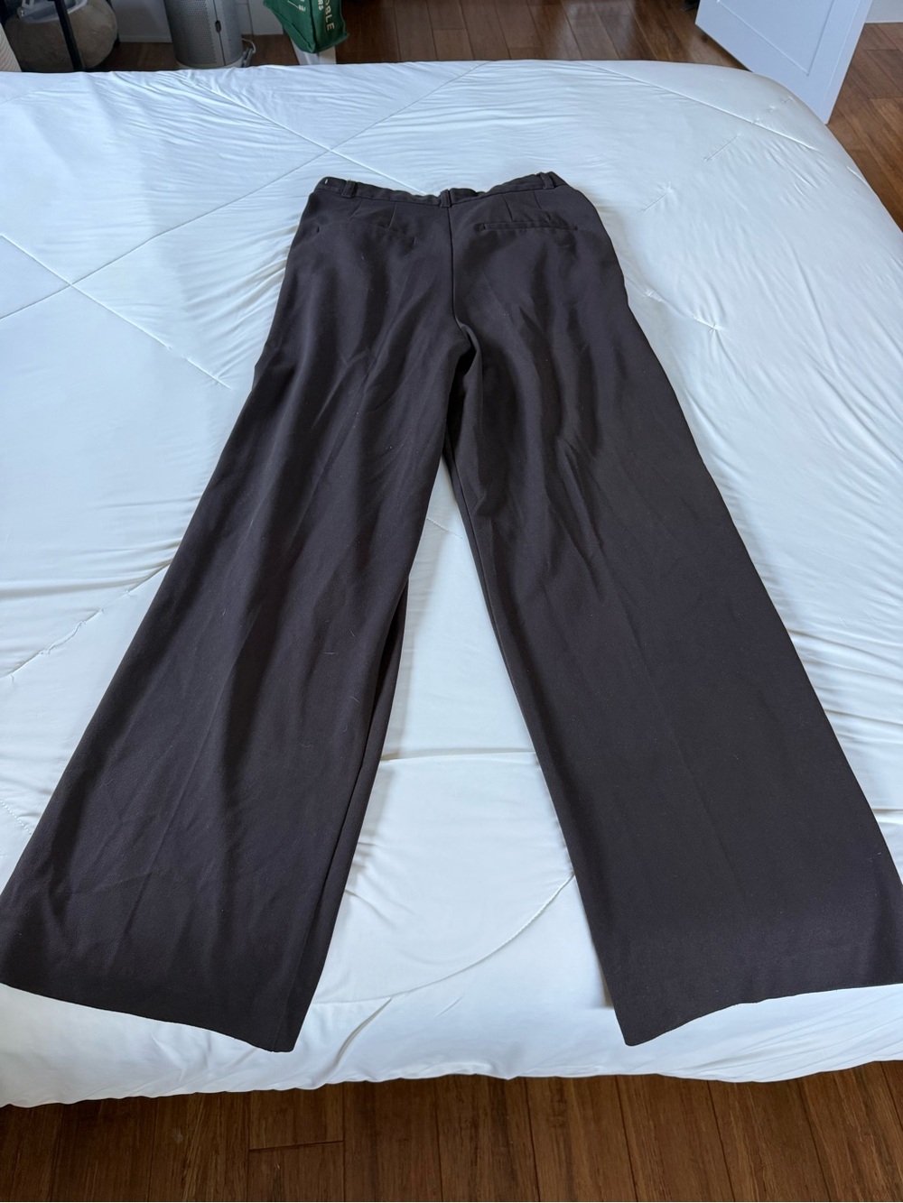 Classic Zara Wide-Leg Pants in Dark Brown - Picture 6 of 6